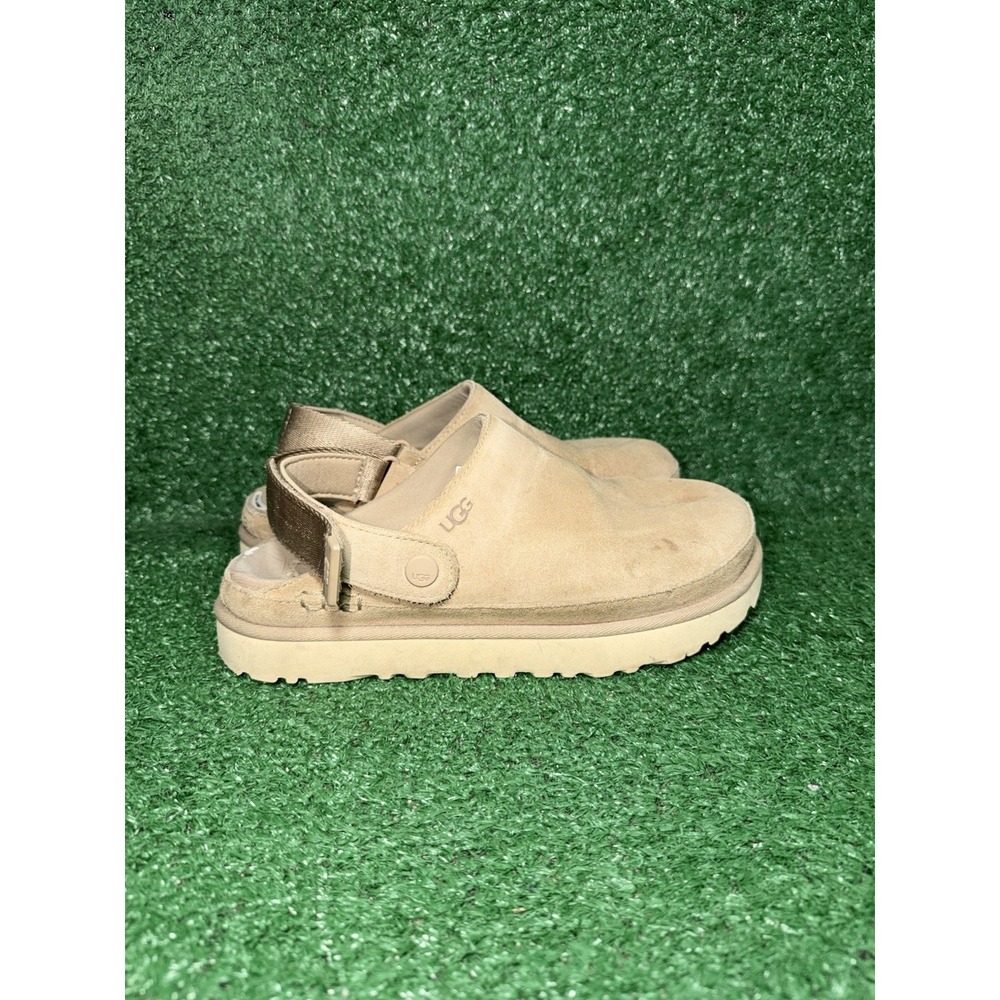 UGG Goldenstar Clog Womens Size 9 Brown Sand Driftwood Suede Platform Sandals